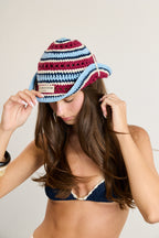 Nautical Stripe Crochet Cowboy Bucket Hat