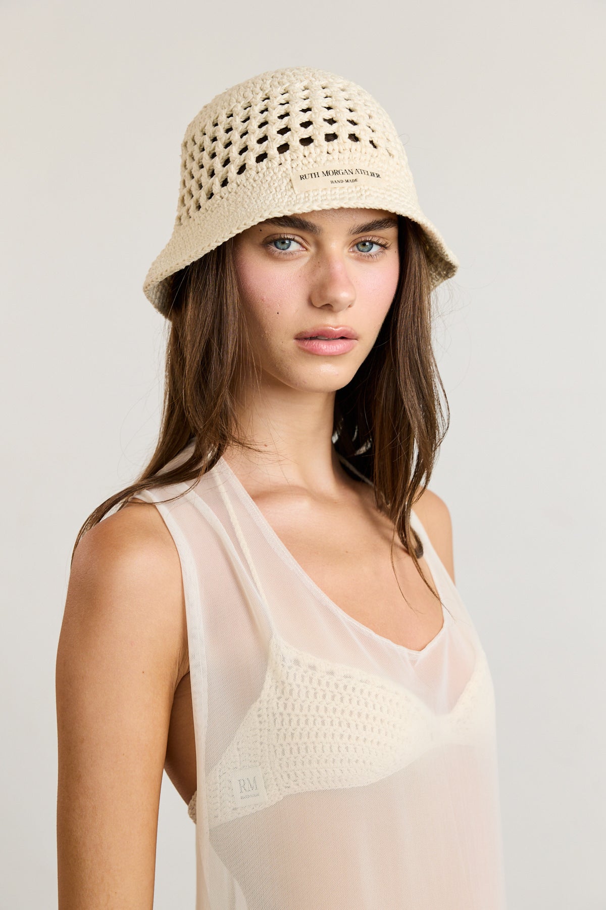 Cream Crochet Bucket Hat