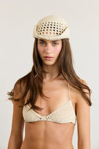 Cream Wavy Cowboy Crochet Bucket Hat