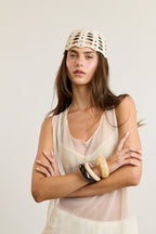 Cream Crochet Skull Cap
