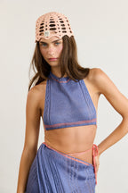 Peach Crochet Skull Cap