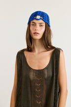 Cobalt Blue Crochet Skull Cap