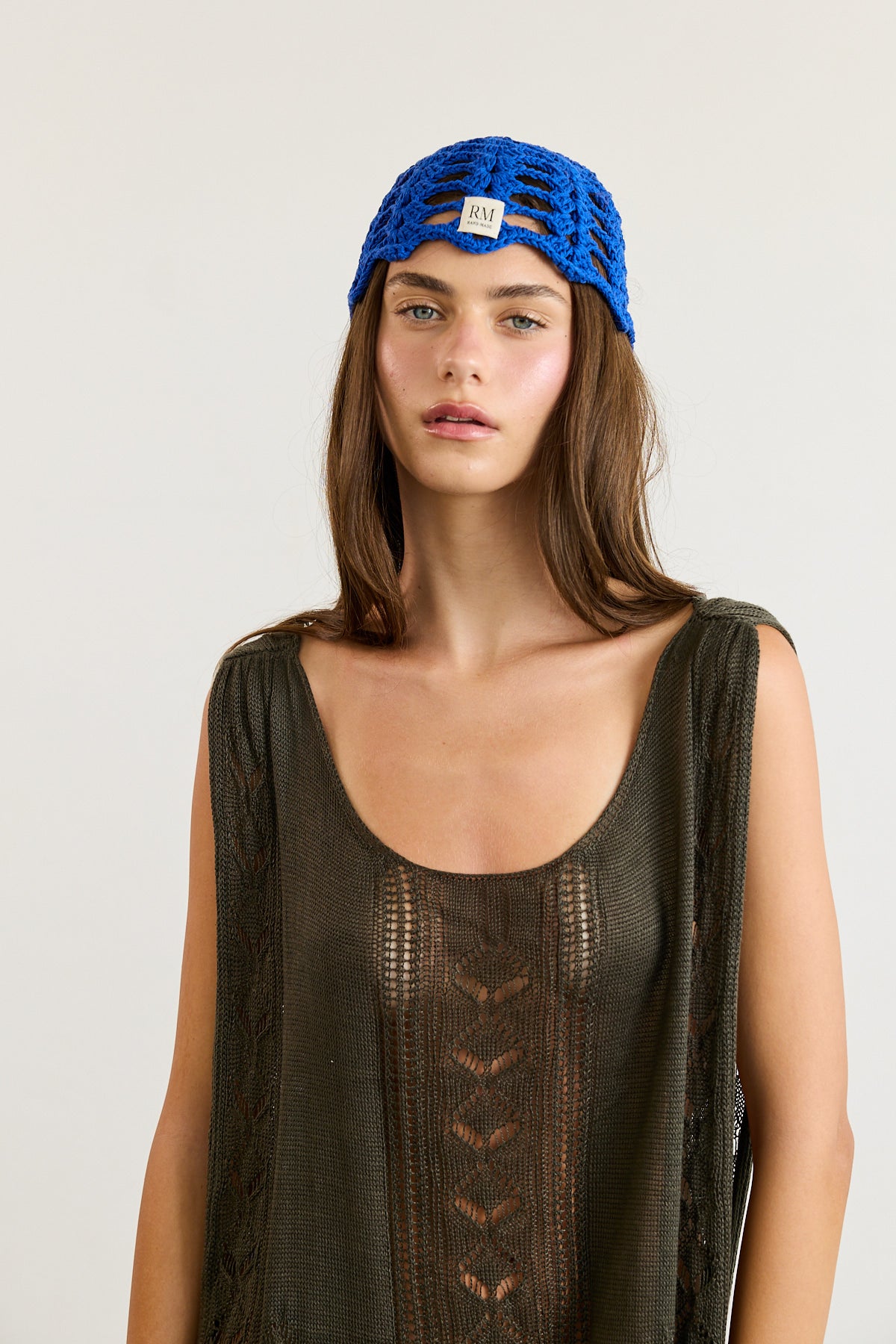 Cobalt Blue Crochet Skull Cap