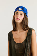 Cobalt Blue Crochet Skull Cap