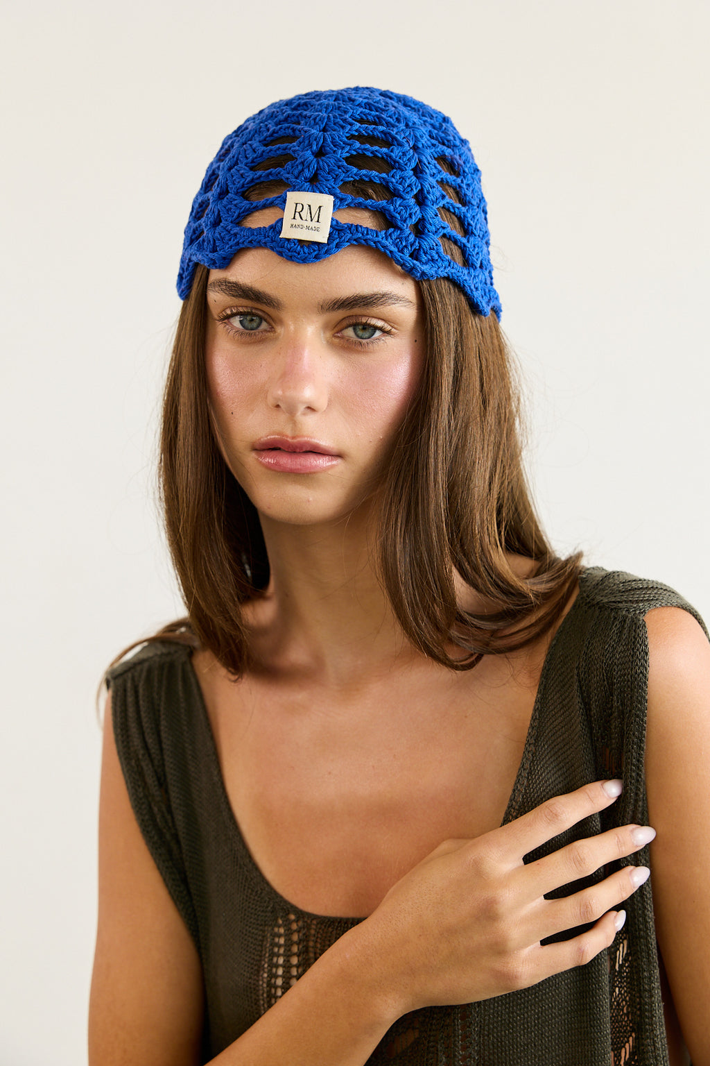 Cobalt Blue Crochet Skull Cap